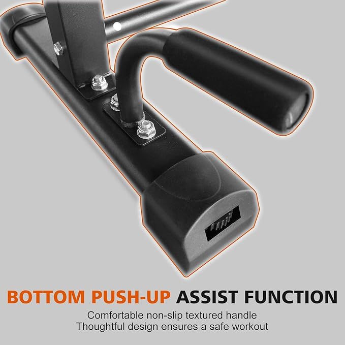 Adjustable Dip Station - 1200 Lbs Capacity Multi-Functional Workout Bar with 6 Height Levels (36.6"-46") for Home Gym Fitness Training, Pull Ups, Dips & Bodyweight Exercises, Black