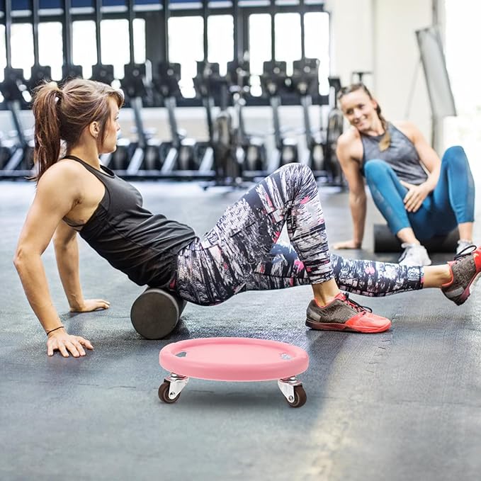 Abdominal Muscle Wheel Plate Fitness Ab Roller Disc with Silent Sliding Four-wheel Design for Core Training and Belly Workout, 1pcs Pink