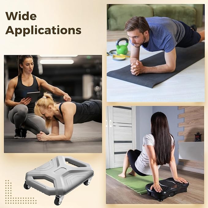 Ab Roller Wheel with Knee Pad for Home Gym, Core Trainer Plank Ab Roller Wheel, Fitness Silent Gliding Disc, Gray