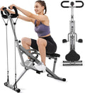 Squat Machine for Home Gym, 2 in 1 Squat Rowing Machine with Adjustable 4 Resistance Bands, Foldable Core Exercise Machine, Arm Glute & Leg Cardio Workout Machine