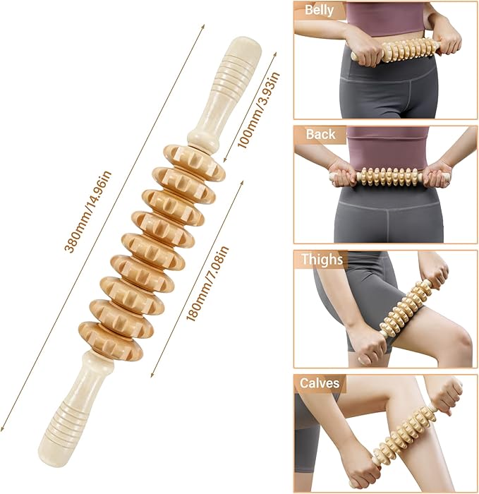 Wood Therapy Massage Tools Maderoterapia Kit Wood Massage Roller Rope Tools Kit Body Sculpting Tools for Relax Muscles