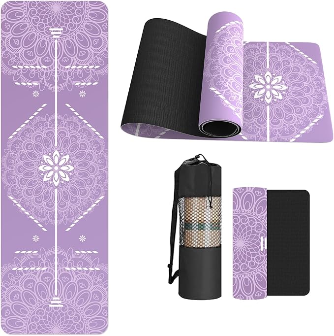 FOLAI Extra Thick Yoga Mat 6mm，pilates mat thick - Non-Slip Exercise Mat for HIIT, Pilates & Home Workouts & Workout with Free Carry Strap