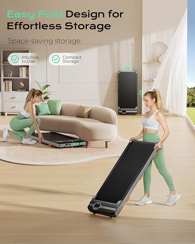 Walking Pad Portable Under Desk Treadmill with Incline 2.5HP for Home Office 265 lbs Capacity Remote Control LED