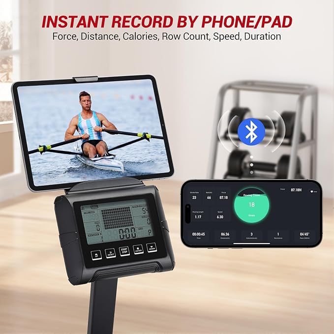 380 Lbs Capacity Water Rowing Machines for Home,Foldable Rower Machine with Led Digital Monitor, Wide Ergonomic Seating & App Compatible,for Gym Exercise The Upper Body Workout
