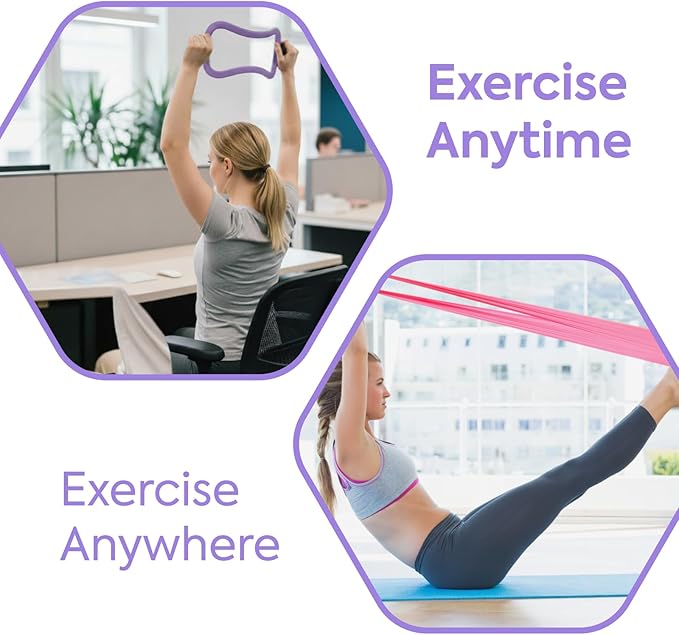 Home Pilates Essentials Kit for Women - Complete Workout Set with Ball, Bands & Ring Ideal for Beginners at (Purple)