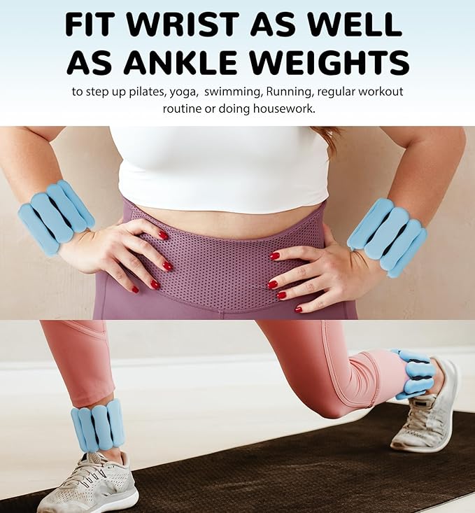 Wrist Ankle Weights for Women Men, Leg Arm Wrist Weights Bangles 1lb*2 2lb*2 Wearable Weights Pilates Weighted Bracelet for Strength Training Walking Swimming Yoga Physical Therapy