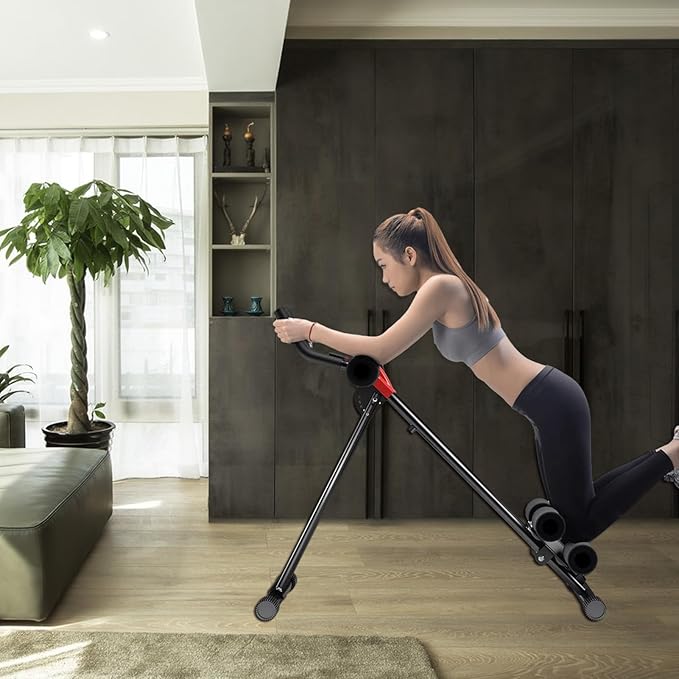 Adjustable Ab Roller Machine, Dual Track Ab Roller Machine for Home Gym, Foldable Waist Trainer Machine for Body Shaping, Foldable & Adjustable Ab Trainer for Beginner