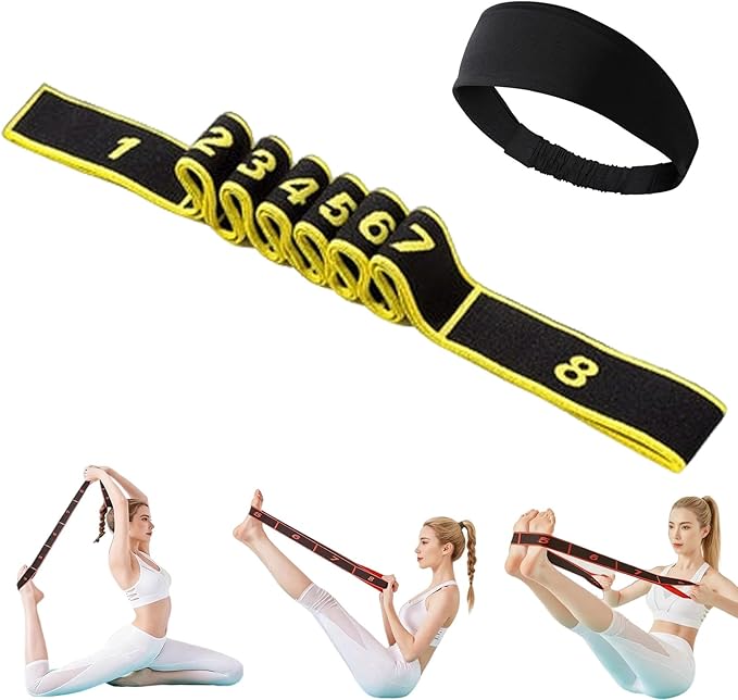 Fitness Resistance Band for Stretching and Yoga, Fashion Puller Exercise, Fitness Resistance Bands with Handles, Adjustable 8 Segment Numbered Resistance Band for Full Body