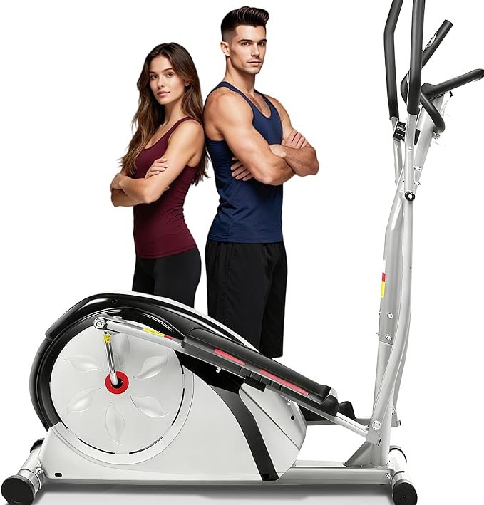 ANCHEER Elliptical Exercise Machine,Elliptical Machine Max 500LBS for Safety,8-Level Resistance&Hyper-Quiet Magnetic Driving System,Elliptical Trainer with Pulse Rate Grips&LCD Monitor&15.5IN Stride