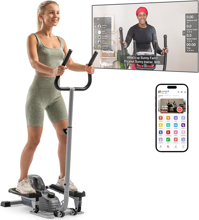 JLL Elliptical Exercise Machine, Mini Elliptical Cross Trainer 2-in-1 Sit/Stand, 8-Level Magnetic Resistance, Compact Home & Office, LCD Monitor, Free Smart Fitness App, Transport Wheels
