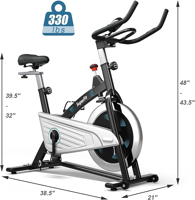 Goplus Magnetic Stationary Bike, Indoor Exercise Cycling Bike Smooth Belt Drive W/Heart Rate, LCD Monitor, Full Adjustment Near-silent Home Cardio Workout