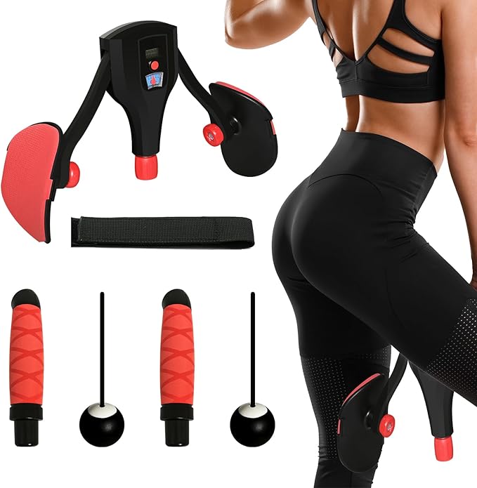 Thigh Master Inner Thigh Exerciser with Cordless Ball,0-132 lbs Adjustable Resistance Weights Trainer Workout Equipment,Pelvic Floor Muscle Exercise Devices for Men and Women