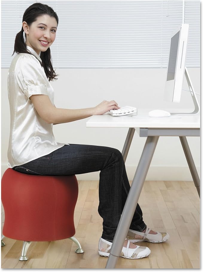 Safco Zenergy Inflatable Chair, Active Seating, Anti-Burst, Ball Chair for Home Office and Classroom, Crimson Mesh