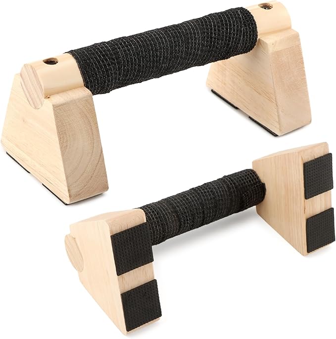 Wooden Push Up Bars, Parallettes Bars for Calisthenics, Wood Calisthenics Equipment for Handstand Training, Push Up Handles for Floor Exercise Home Workout for Men Women