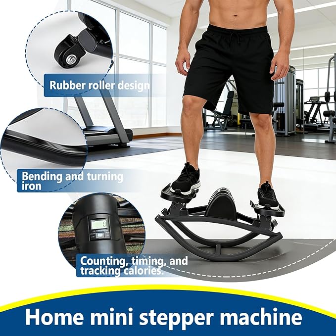 Rock Stepper, Side to Side Exercise Machine, U-Shaped Rock Stepper Machine, Step Rocker Exercise with Uses Silent Technology, Digital Display and Anti-Slip Mat for Home Workout