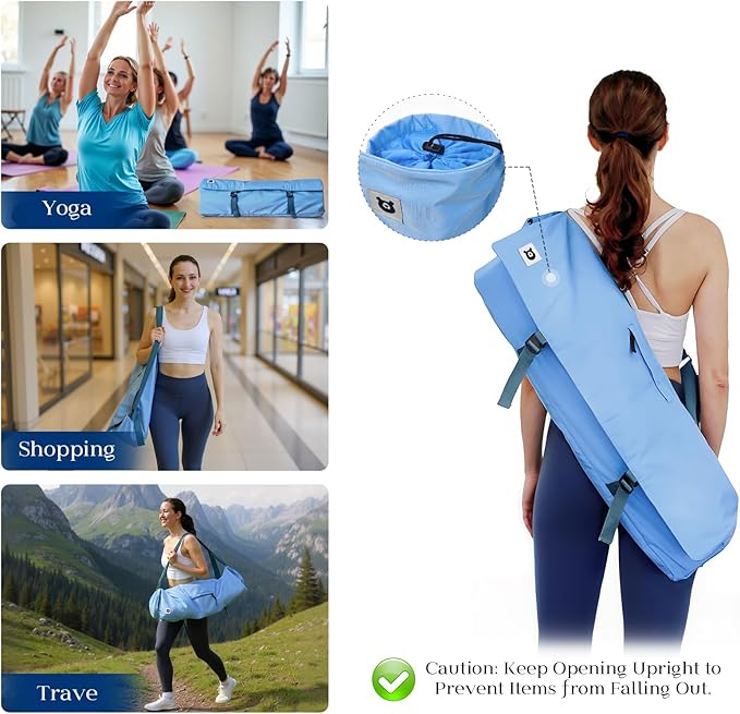 Tumaz Yoga Mat Bag | Padded Adjustable Shoulder Strap | Fits Up to 26" Mats | Multi-Pocket Storage for Essentials | Heavy-Duty G-Hook Closure | Lightweight & Durable for Yoga, Pilates & Fitness