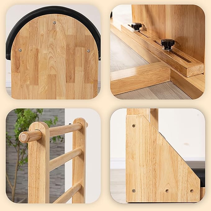 Pilates Large Apparatus Ladder Barrel Wooden Yoga Home Commercial Core Bed Stable Pedal Chair Training Equipment (Color : Black)