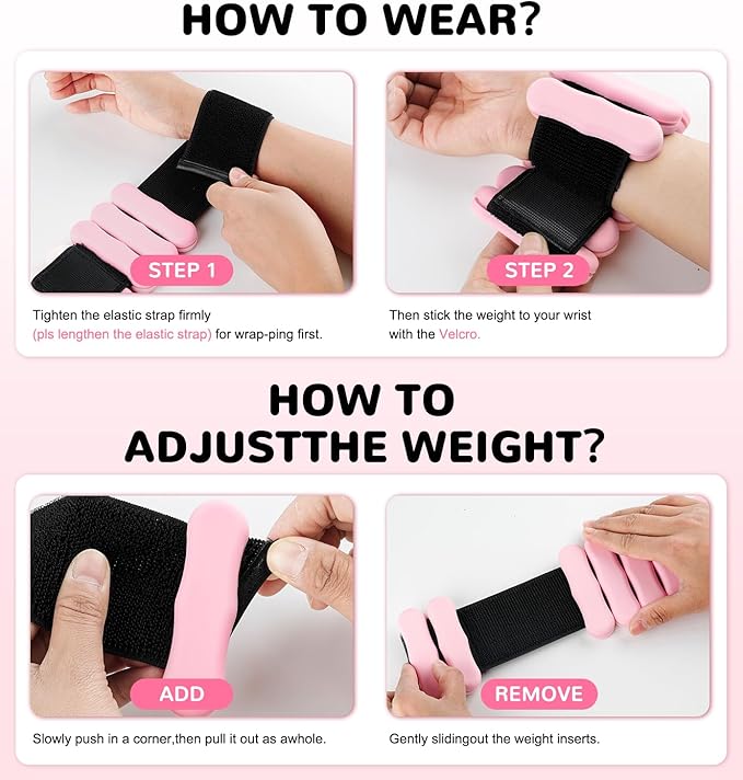 Wrist Ankle Weights for Women Men, Leg Arm Wrist Weights Bangles 1lb*2 2lb*2 Wearable Weights Pilates Weighted Bracelet for Strength Training Walking Swimming Yoga Physical Therapy
