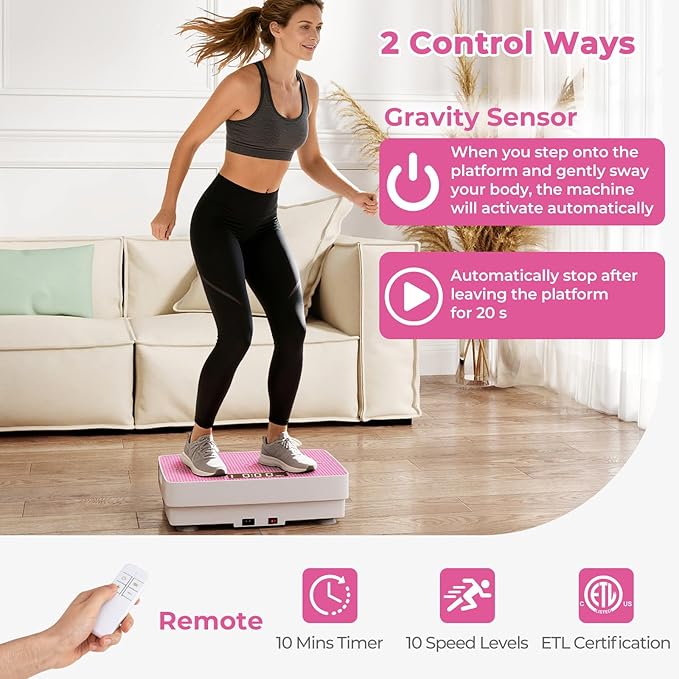 Goplus Vibration Plate Exercise Machine, Vibrating Platform for Lymphatic Drainage w/Remote, LED Display, Home Workout Full Body Shake Board for Weight Loss