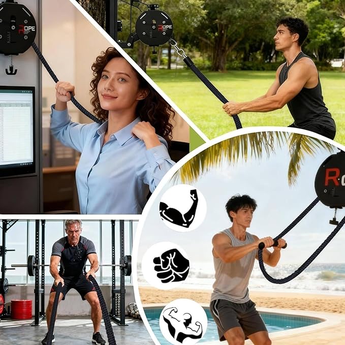 Endless Rope Trainer Machine,0-30kg Adjusted Resistance,Athletes Suspension Pulley Trainer,330lb Load Capacity,for Grip Arms Back and Core Strength