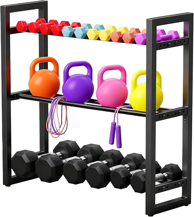 3 Tier Dumbbell Rack,390LB Capacity Weight Rack,Storage Stand for Dumbbells,Space-Saving Weight Rack for Home Gym Storage Organizing Dumbbells(Rack Only)