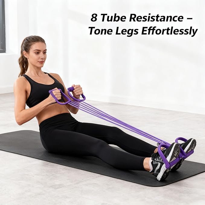 Fashion Puller Exercise, 8 Tube Pedal Resistance Device Detachable and Adjustable Pedal Resistance Device, Stretching Workout Fitness Bands for Arm Weights Exercise Equipment