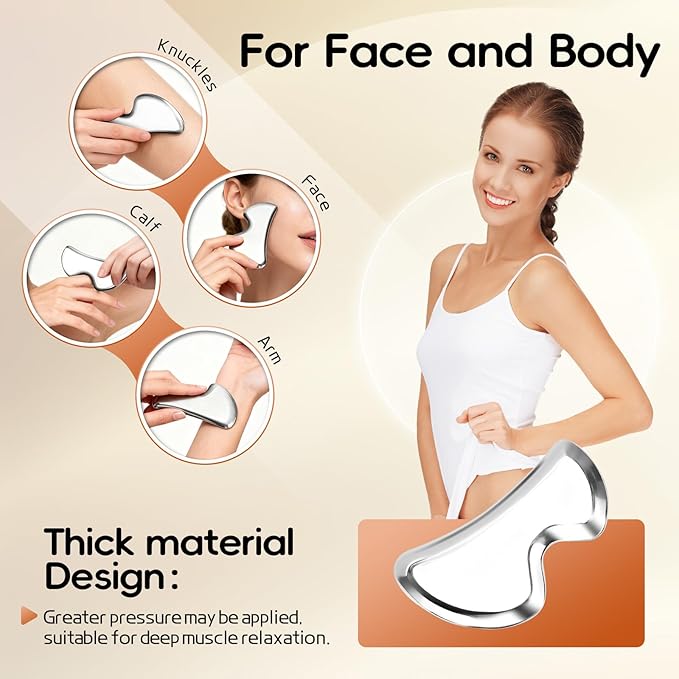 3-in-1 Stainless Steel Gua Sha & IASTM Muscle Scraping Massage Tools Set for Soft Tissue Therapy – Ideal for Physical Therapy & Body Recovery