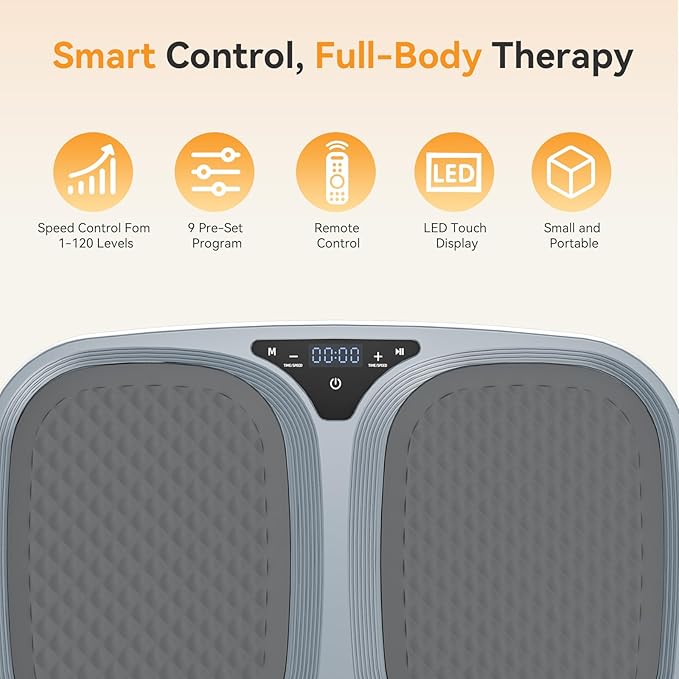 NEWBULIG Vibration Plate, Whole Body Workout, Vibrating Platform with LED Touch Screen & Pull Ropes for Weight Loss & Muscle Toning, Home Gym Fitness Equipment with Remote Control for Women Men