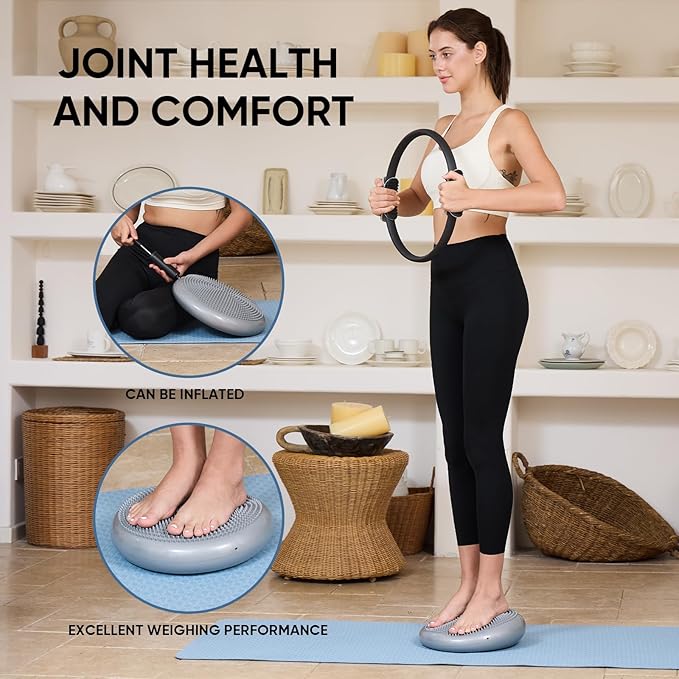 Better Me Pilates Kit with Pilates Ring Air Balance Pad Resistance Bands,Canvas Bag Storage with Guides, Balance Ball Fitness Circle Elastic Bands for Home Gym