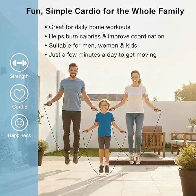 Jump Rope for Fitness – Adjustable PVC Exercise Rope with Tangle-Free Design & Comfortable Foam Handles, Ideal for Cardio, Home Workout & Training for Men, Women & Kids – XYLsports