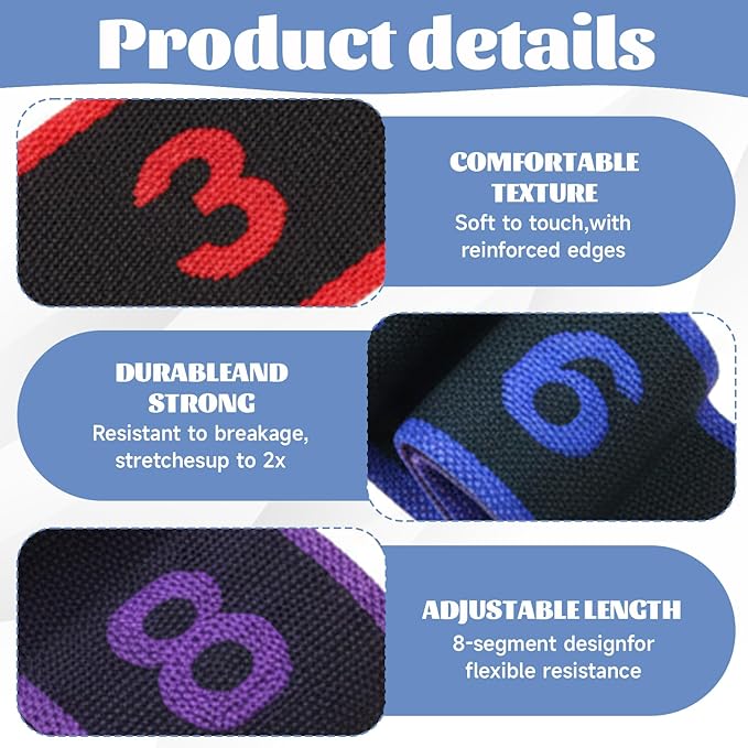 Fitness Resistance Band for Stretching and Yoga, 3 PCS 8-Section Exercise Bands Resistance, Numbered Resistance Band with Clear Markings, Exercise Bands for Full-Body Stretching and Strength Training