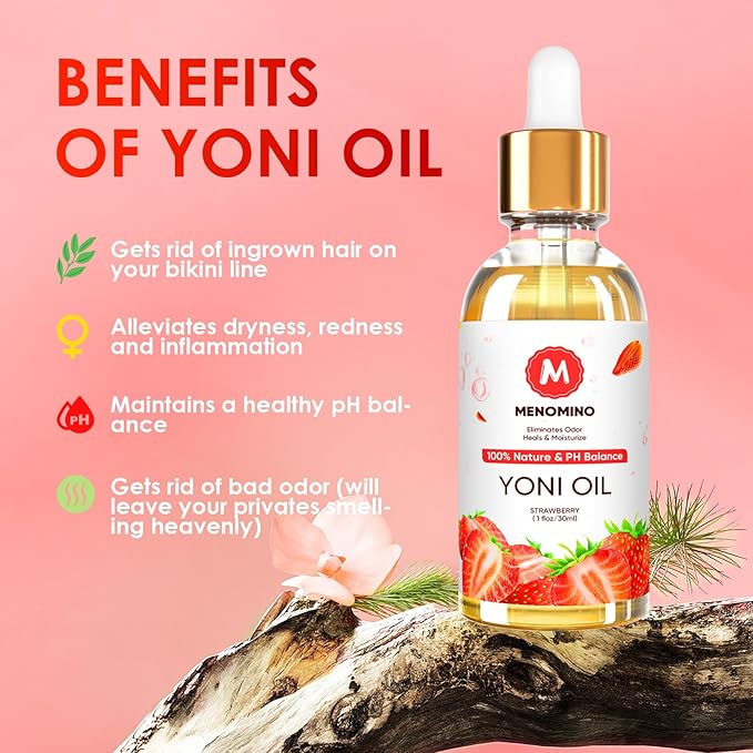2 Pack Yoni Oil for Women - Organic Strawberry Feminine Oil, Feminine Deodorant - pH Balance - Eliminates Odor - Vaginal Moisturizer, 100% Natural Yoni Essential Oil, 1 fl oz/pc