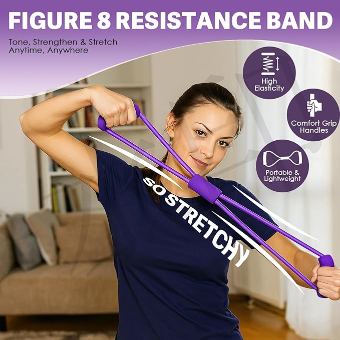 Pilates Essentials Kit for Women-Home Yoga Set,Including Foot Pedal Puller,Pilates Ring,Figure 8 Resistance Band,Pilates Ball,Resistance Band,Yoga Stretching Elastic Band,for Travel&Home Workouts