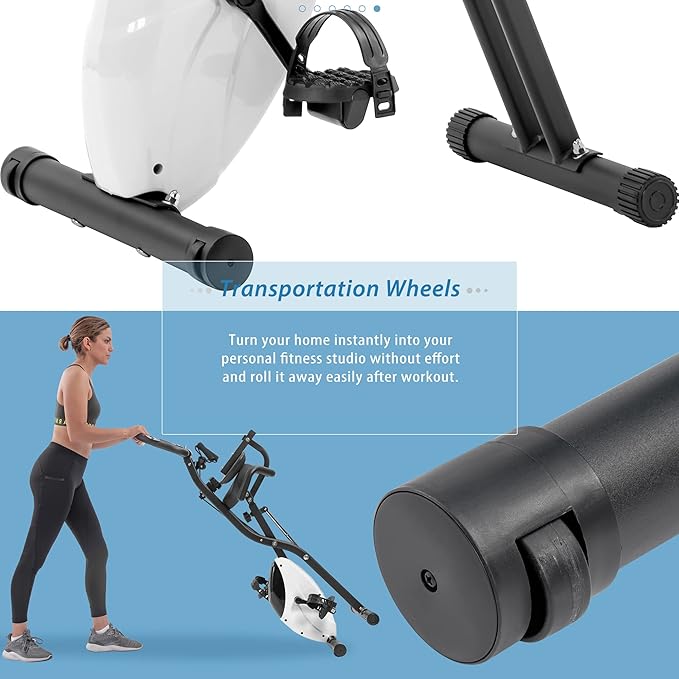 Merax Exercise Bike Folding Exercise Bike Indoor Upright Recumbent Fitness Cycling Bike Magnetic X-Bike with 16-Level Adjustable Resistance for Home Workout 350LB Weight Capacity