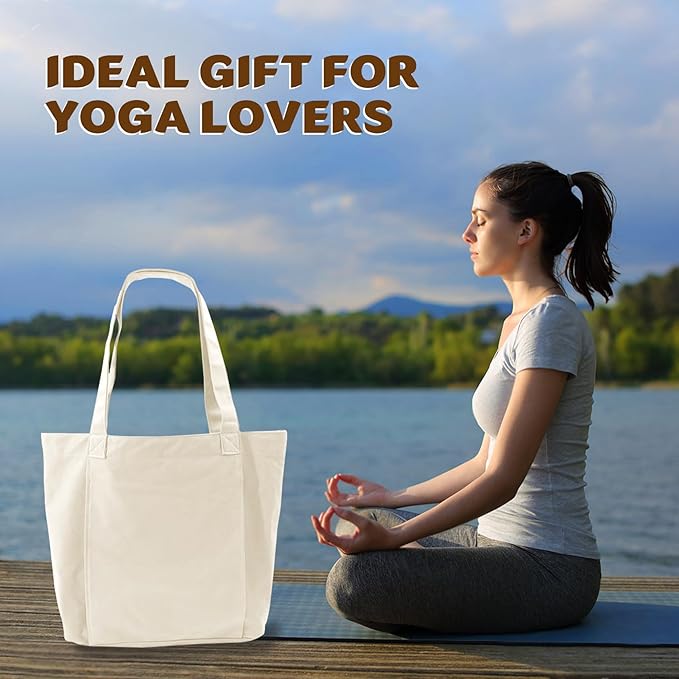Yoga Mat Carrier, Gym Bag With Yoga Mat Holder, Women Canvas Tote With Shoulder Strap For Pilates, Travel, Office, Sports, Workout And Beach – Inner Zippered Pocket, Fits Standard And Small Mats