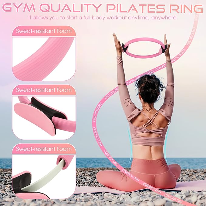 Home Pilates Essentials Kit for Women Pilates Equipment Set with Yoga Ball Resistance Band, Circle, Yoga Ring Circle Set for Beginners Home Workouts Legs Arms and Thighs