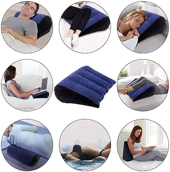Inflatable Foam Body Pillow Sturdy Yoga Support Pillow, Wedge Pillow Yoga Mat Lumbar Stretcher, Improved Comfort Relief Knee and Back Pain Cushion - H