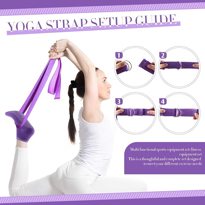 Poen Pilates Equipment Kit for Home Workout Pilates Ring and Ball Set for Women 12'' Circle Yoga Fitness Essentials Kit with Resistance Bands, Yoga Strap, Socks,Bag
