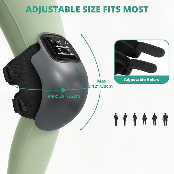 Medcursor Knee Massager with Heat, Cordless Heated Knee Massage for Pain Relief with 3 Heating Levels, 3 Vibration Modes, LED Screen, Adjustable Straps, Gift for Men and Women