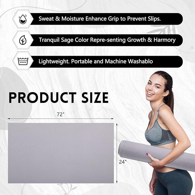 Breling 4 Pack 72" x 24" Hot Yoga Towel Non Slip Microfiber Mat Towel Sweat Absorbent Soft Pilates Mat Essentials for Hot Yoga Pilates Exercise(Light Grey)