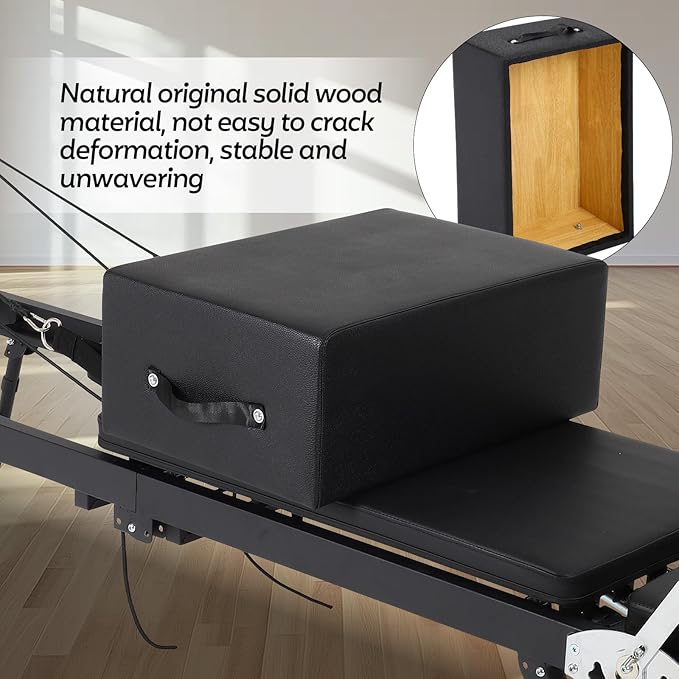 Foldable Pilates Reformer Set with Sitting Box - Portable Home Pilates Machine for Full-Body Workout, Adjustable Resistance, Compact Design, Includes Pilates Sitting Box for Enhanced Exercises
