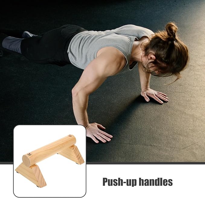 PRETYZOOM Push-up Bars with Non-slip Pads, Pine Wood Pushup Stands 21x13x8.7cm, Household Workout Equipment for Arm and Chest Strength Training