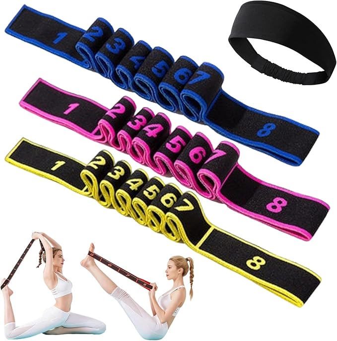 Fitness Resistance Band for Stretching and Yoga, Fashion Puller Exercise, Fitness Resistance Bands with Handles, Adjustable 8 Segment Numbered Resistance Band for Full Body