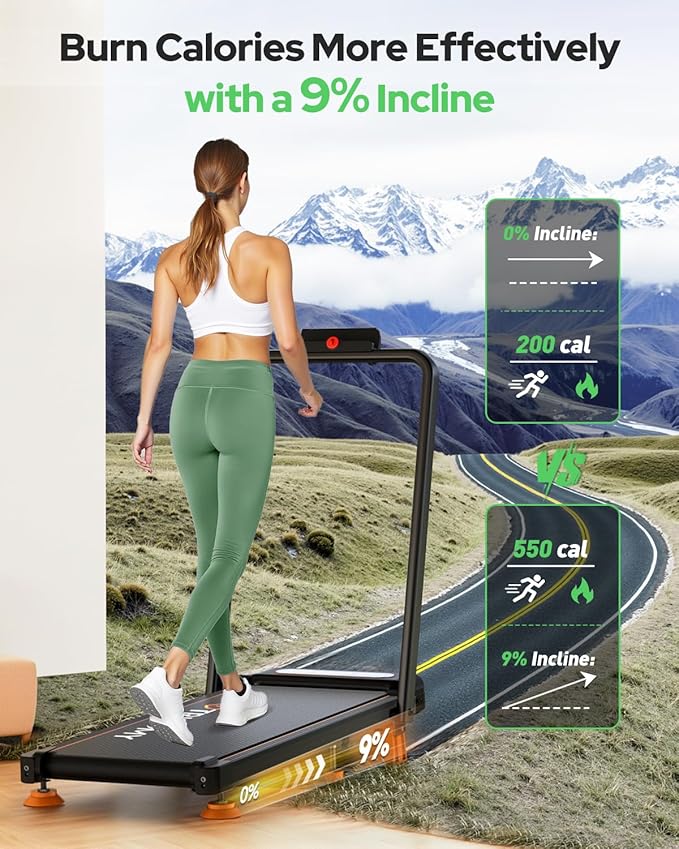 Walking Pad Treadmill with 12% Incline & Dual LED Display, 4 in 1 Walking Pad with Handle Bar, 3.5HP Foldable Under Desk Treadmill, Portable Treadmills for Home 350LBS, 4 Adjustable Incline, RGB Light