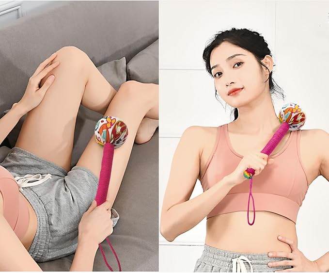 2PCS Long Size Lymphatic Drainage Massage Hammer,Manual Massage Hammer for Body, Back Massage Hammer Taichi,Wormwood Massage Hammer Sticks Muscle Relaxation 2PCS (Red/Green)