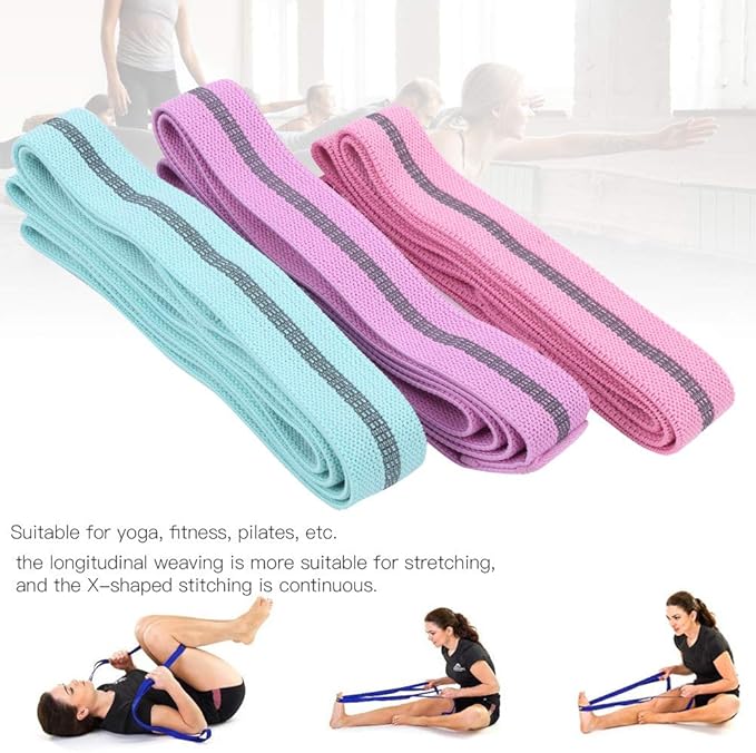 3 Pieces/Set Pilates Elastic Belt Exercise Belt Leg Belt Yoga Fitness Women's Draw Rope Training Ring Resistance Belt(candy color)