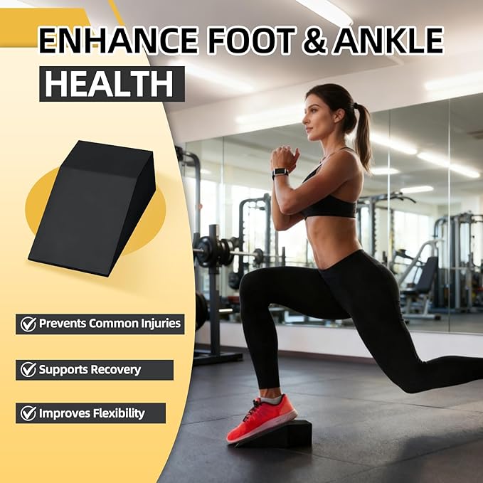 Squat Wedge Block Yoga Wedge Blocks 2 Pack, Yoga Foam Wedges Exercise Foot Wedges Block for Workout Heel Elevated Calf Stretcher Gymnastic(Black)