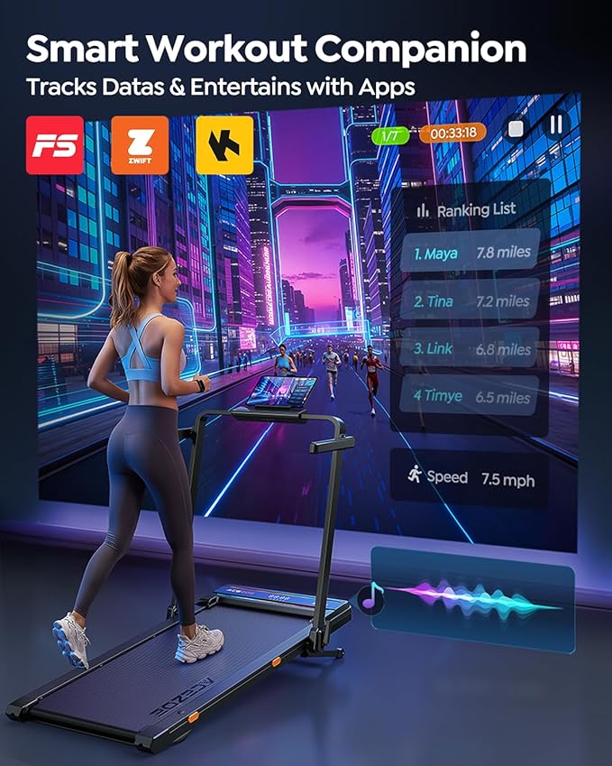 Foldable Treadmill with 0-15% Incline and Handle Bar, 2.5HP Treadmills for Home, Under Desk Treadmill with 300LBS Capacity, Walking Pad with Speaker, APP/Remote Control