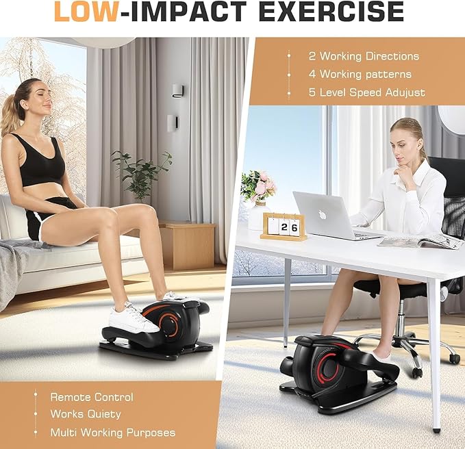 ANCHEER Under Desk Elliptical, Electric Elliptical Leg Exerciser for Seniors with 12 Adjustable, Portable Quiet under desk Elliptical Exercise Machine, Seated Pedal Exerciser with Remoter,Data Display