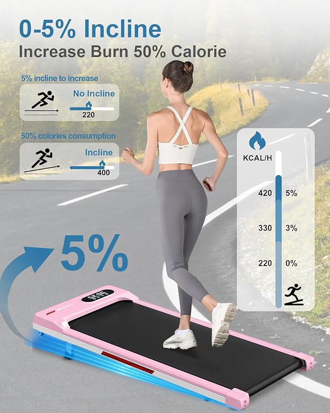 Walking Pad Treadmill with Handle Bar,Walking Pad with Incline 8%,2.5HP Quiet Under Desk 320 lbs 2 in 1Treadmills for Home Office,Compact Foldable Walking Pad,Remote Control&LED Display